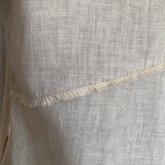 AM Basics 100% linen, beige, lagenlook, asymmetric, button down, tunic!  Large - Picture 11 of 17